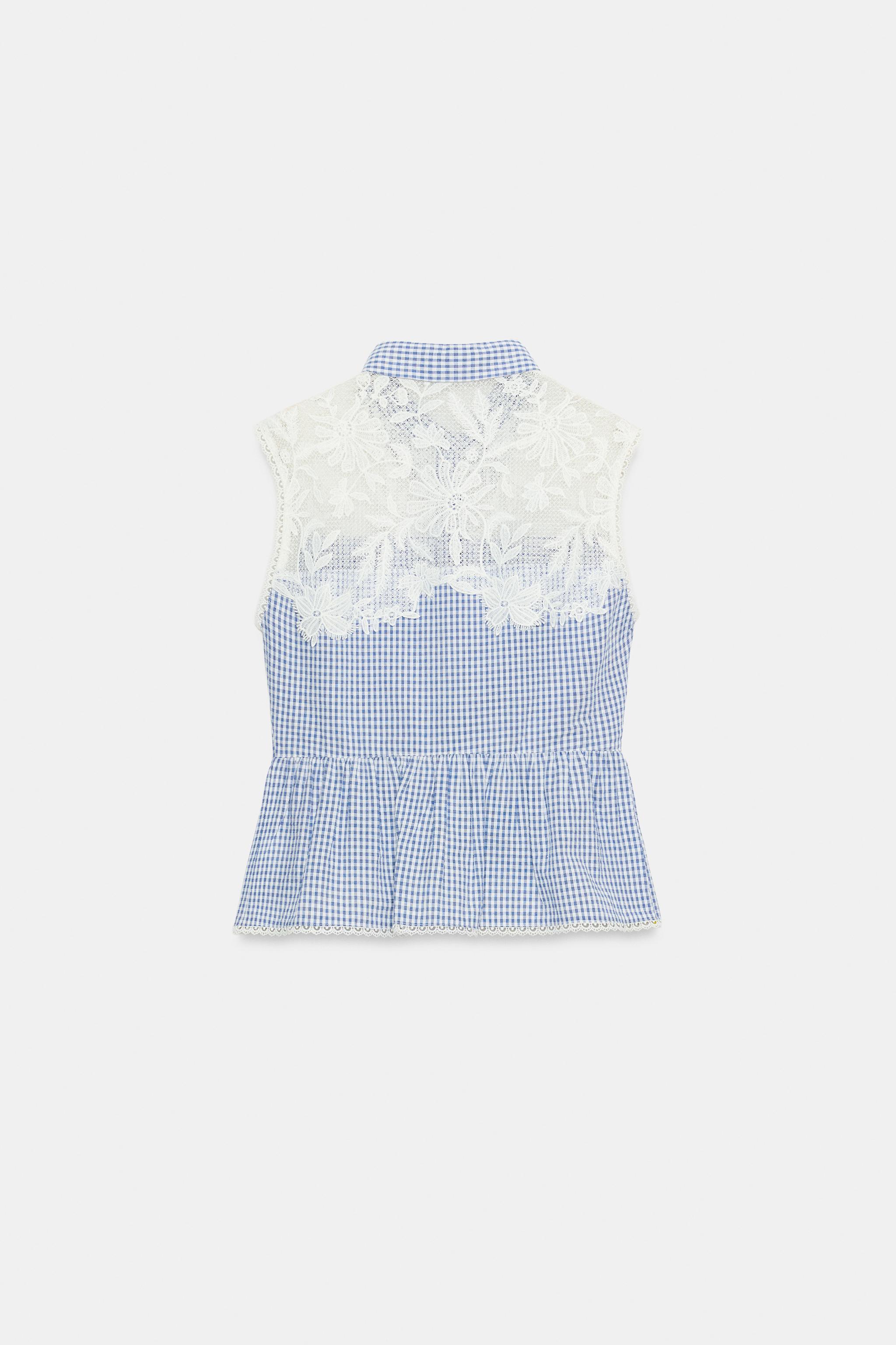 COMBINATION GINGHAM BLOUSE